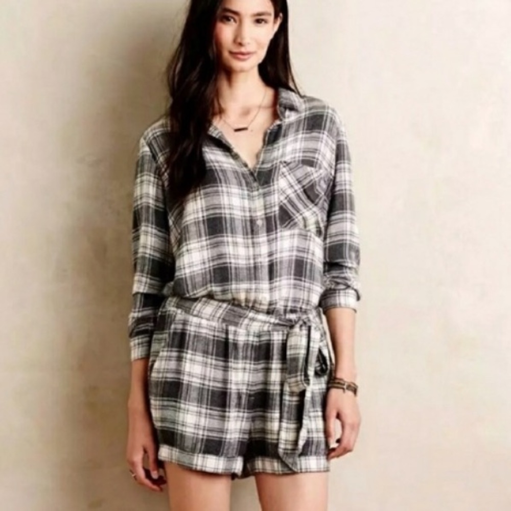 Cloth & Stone Plaid Romper